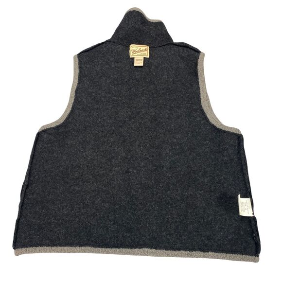 Woolrich Wool Vest Womens M Gray Grandma Embroidered Gorpcore Button Front - Picture 9 of 12